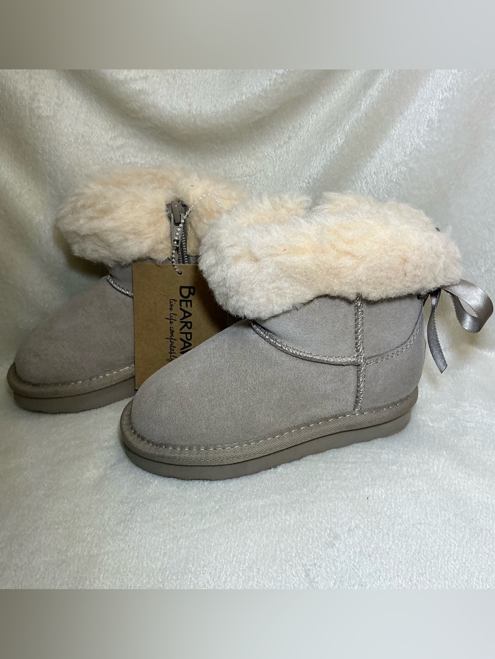 New! BEARPAW “Danielle” Toddler Tan Suede Wool Lined Winter Boots Girls Size 8